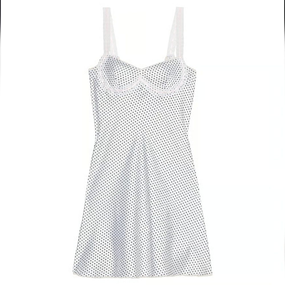 Frankie's Bikinis White Polka Dot Chemise